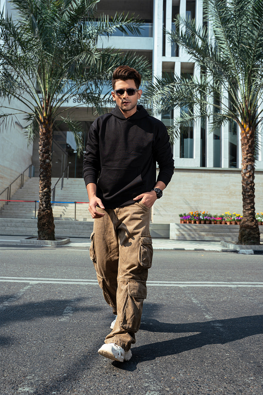 BUILD AN EMPIRE - MENS OVERSIZED DROP HOODIE - BLACK