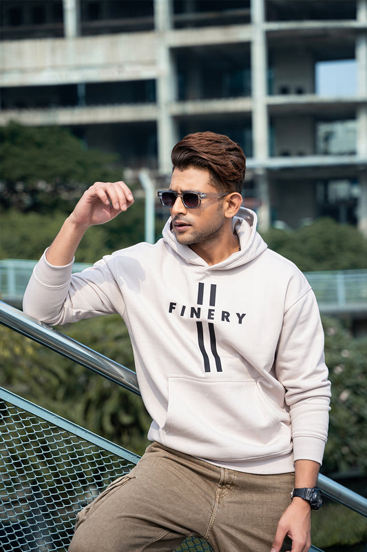 FINERY - MENS OVERSIZED DROP HOODIE - MOONBEAM