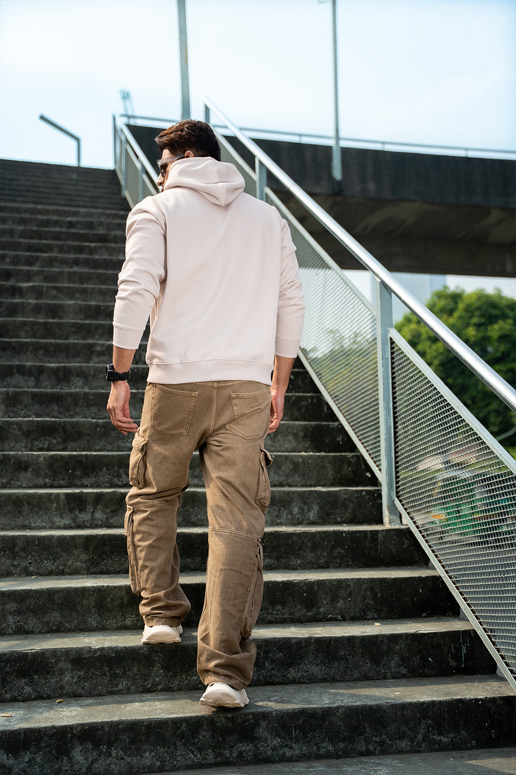 FINERY - MENS OVERSIZED DROP HOODIE - MOONBEAM