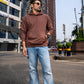 PRESENCE- MENS OVERSIZED DROP HOODIE - BROWN