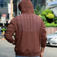 PRESENCE- MENS OVERSIZED DROP HOODIE - BROWN