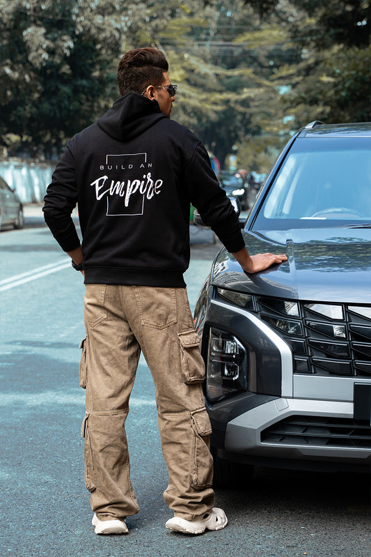 BUILD AN EMPIRE - MENS OVERSIZED DROP HOODIE - BLACK
