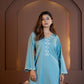 Ziyana - Teal Blue Embroidered Kurta Set with Dupatta
