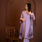 Nilofer - Lavender Embroidered Kurta with Printed Dupatta