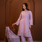 Nilofer - Lavender Embroidered Kurta with Printed Dupatta