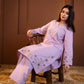 Nilofer - Lavender Embroidered Kurta with Printed Dupatta