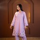 Nilofer - Lavender Embroidered Kurta with Printed Dupatta