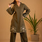 Husan-e-Zaitoon : Olive Embroidered Kurta Set