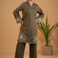 Husan-e-Zaitoon : Olive Embroidered Kurta Set
