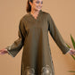 Husan-e-Zaitoon : Olive Embroidered Kurta Set