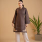 Asmar - Chocolate Brown Embroidered Kurta with Printed Dupatta
