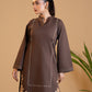 Asmar - Chocolate Brown Embroidered Kurta with Printed Dupatta