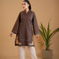 Asmar - Chocolate Brown Embroidered Kurta with Printed Dupatta