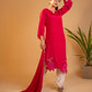 Magenta Muse - Artistic & Inspiring Embroidered kurta set with Dupatta