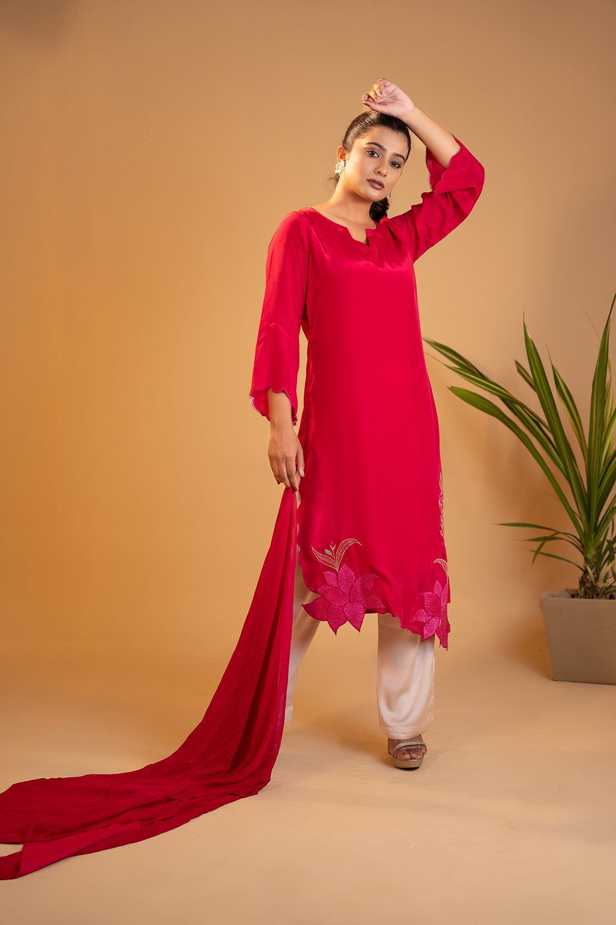Magenta Muse - Artistic & Inspiring Embroidered kurta set with Dupatta