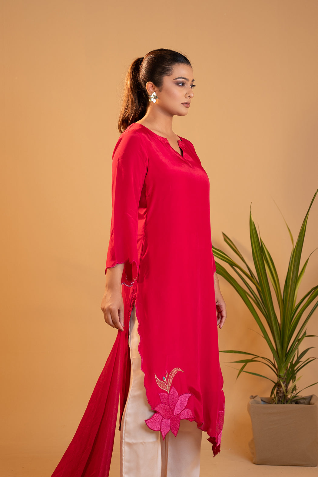 Magenta Muse - Artistic & Inspiring Embroidered kurta set with Dupatta