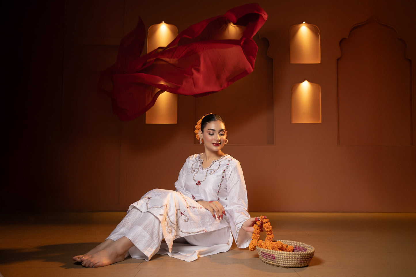 Gulbahar : Hand-Embroidered White Kurta Set with Dupatta