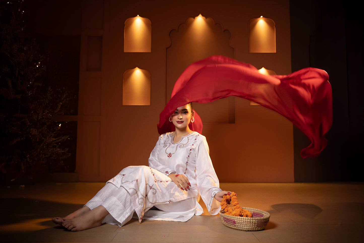 Gulbahar : Hand-Embroidered White Kurta Set with Dupatta