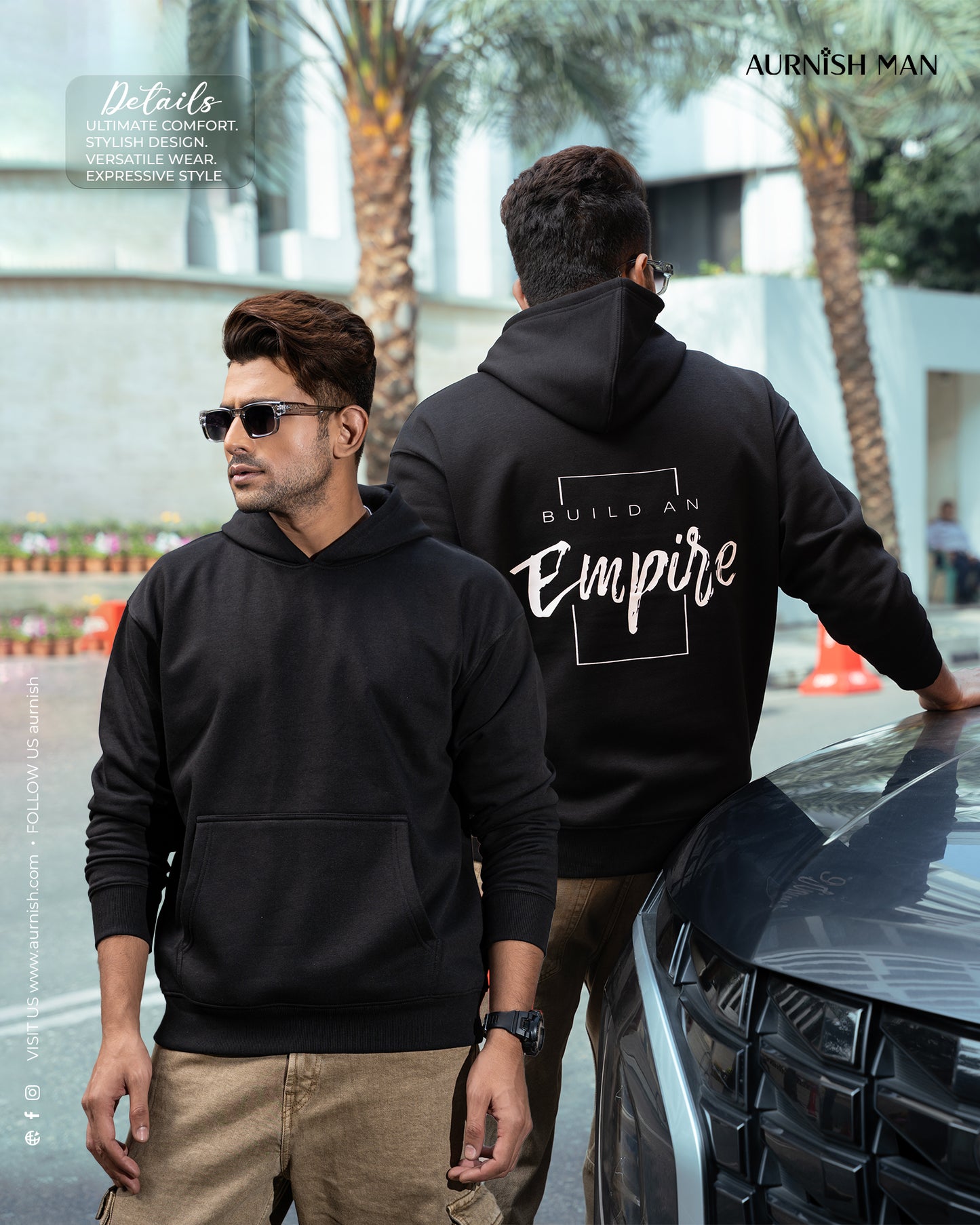 BUILD AN EMPIRE - MENS OVERSIZED DROP HOODIE - BLACK