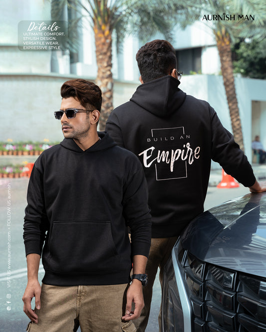BUILD AN EMPIRE - MENS OVERSIZED DROP HOODIE - BLACK